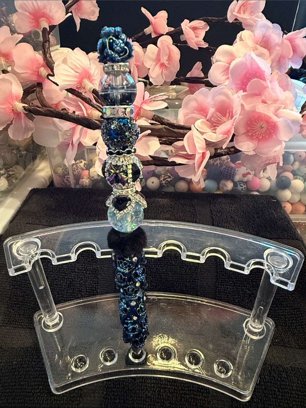 Handcrafted Blue Beaded Decorative Pen
